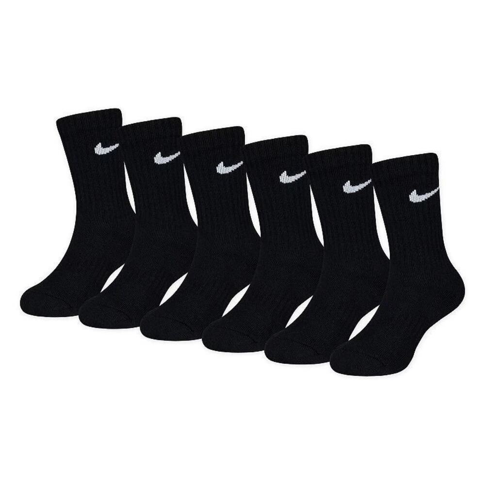 4 FOUR PAIRS Nike Little Kids Black Performance Crew Socks Size 5-7 10C-3Y